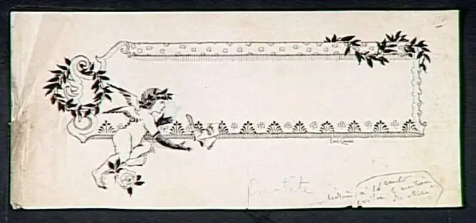 Emile Causé - En-tête, décor de chérubin et de papillons