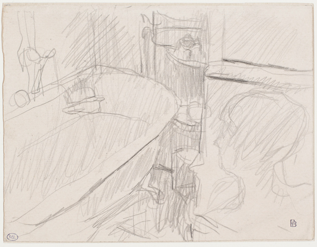 Pierre Bonnard - Intérieur de salle de bains, une tête de femme tournée vers la ...
