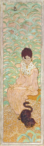 Pierre Bonnard - Femmes au jardin : femme assise au chat
