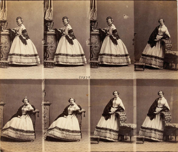André Adolphe Eugène Disdéri - Lady Massey en huit poses, deux assise et six en ...