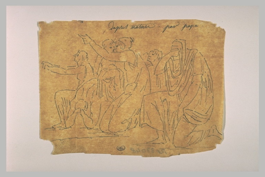 Eugène Guillaume - Groupe de personnages drapés à l'antique, implorant