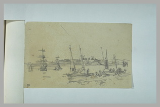 Eugène Boudin - Anse avec plusieurs bateaux