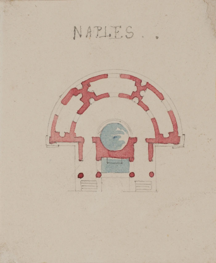 Plan d'une fontaine semi-circulaire, Naples - Edouard Villain