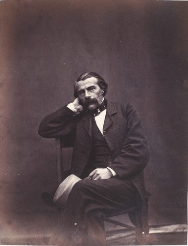 Achille Bonnuit - Homme assis, bras droit plié, tenant un chapeau à la main gauc...
