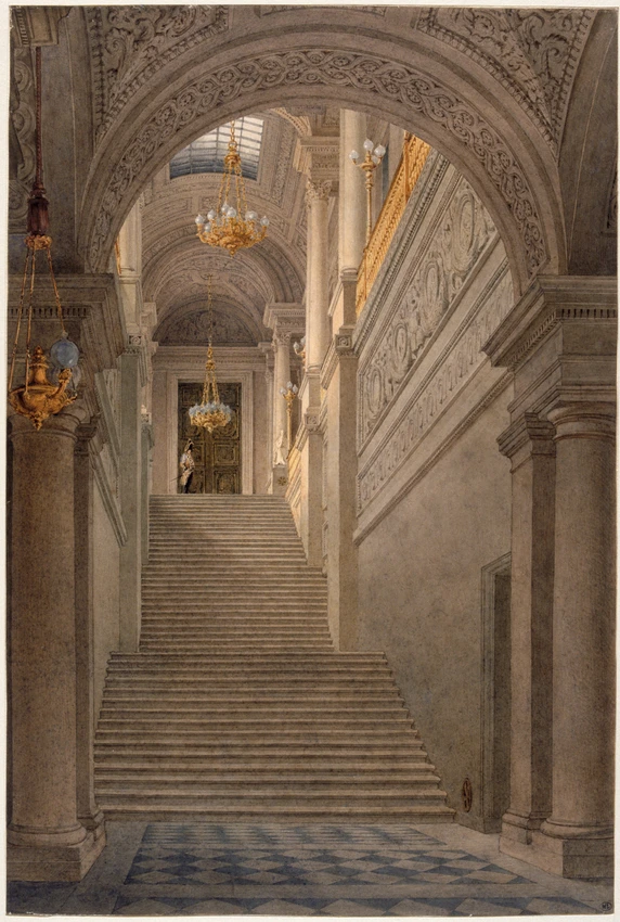 Eugène Viollet-le-Duc - Palais des Tuileries, l'escalier neuf vu du vestibule