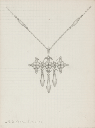 Enguerrand du Suau de la Croix - Pendentif tripartite à fleur stylisée, trois pe...
