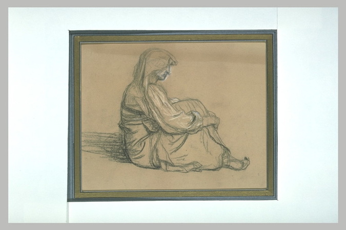 Ernest Hébert - Paysanne italienne assise à terre, de profil
