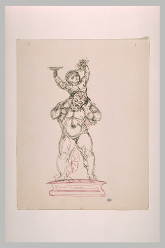 Eugène Guillaume - Silène portant sur ses épaules le jeune Bacchus, brandissant ...