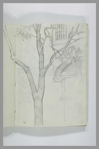 Alfred Dehodencq - Arbre devant une façade de maison
