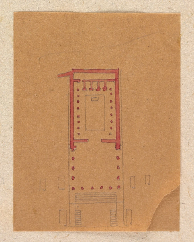 Edouard Villain - Plan d’un édifice rectangulaire tripartite