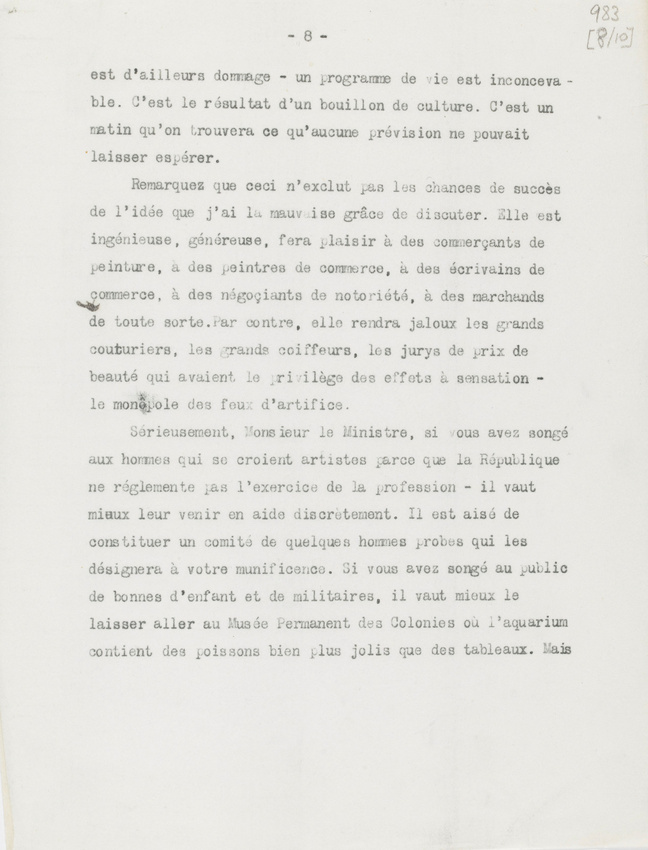 Paul Guillaume - Lettre ouverte à Monsieur le Ministre de l'Education Nationale