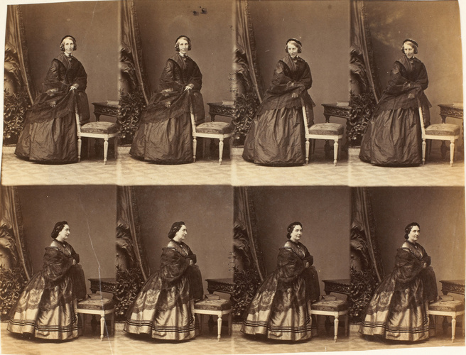 André Adolphe Eugène Disdéri - Mme Fletcher et une femme, en huit poses, quatre ...