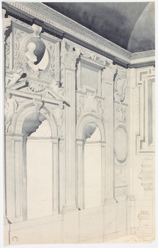 Alphonse Gosset - Rome, palais Farnèse, vue perspective de la galerie des Carrac...