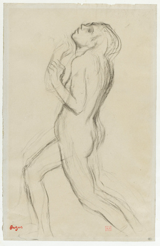 Edgar Degas - Femme nue courant vers la gauche, la tête rejetée en arrière