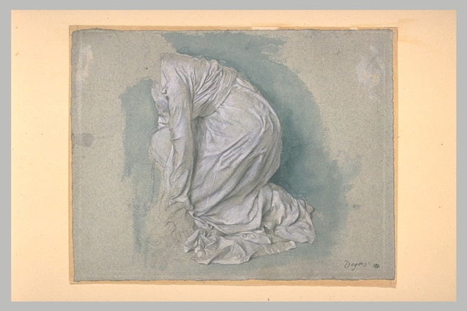 Edgar Degas - Etude de draperie pour une femme agenouillée