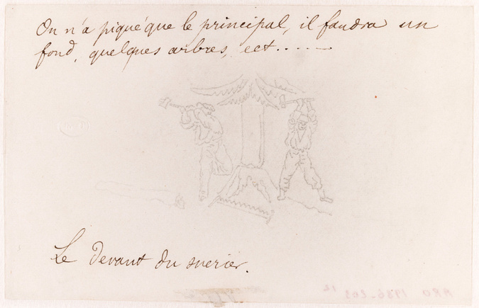 Emile Gallé - Poncif pour le décor d'un sucrier : deux bûcherons finissant à la ...