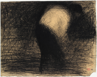 Georges Seurat - 'Au travail de la terre' : figure d'homme de profil, penché en ...