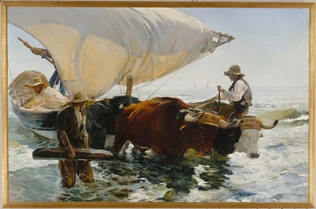Retour de la pêche, le halage de la barque - Joaquin Sorolla