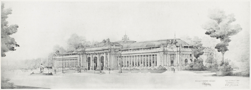 Charles Girault - Projet de 1897 pour le Grand Palais des Beaux-Arts, vue perspe...