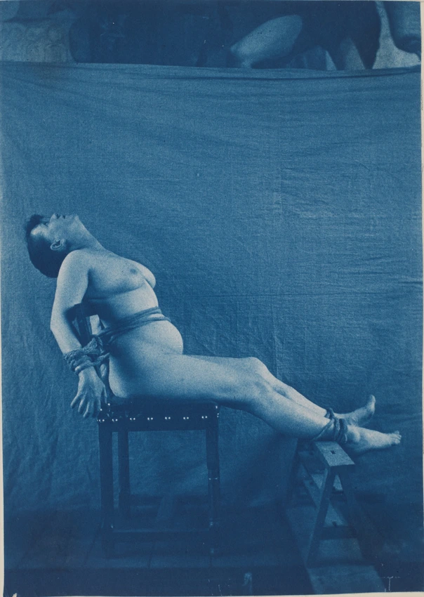 Charles-François Jeandel - Femme nue attachée assise sur un tabouret, les pieds ...