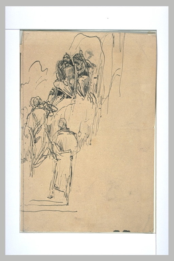 Luc Olivier Merson - Croquis des sorcières interpellant Macbeth