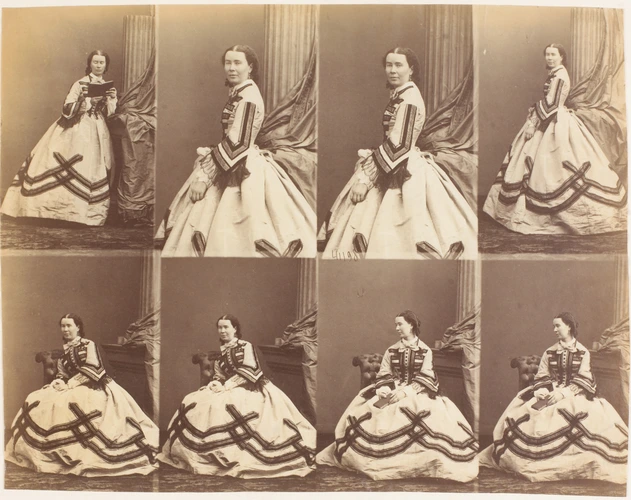 André Adolphe Eugène Disdéri - Mme. Bogaieska en huit poses, quatre assise et qu...