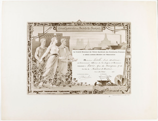 Anonyme - Diplôme de membre de l'Union syndicale des architectes français, photo...