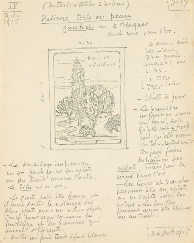 Eugène Grasset - Paysage pour une reliure en toile ou peau gaufrée