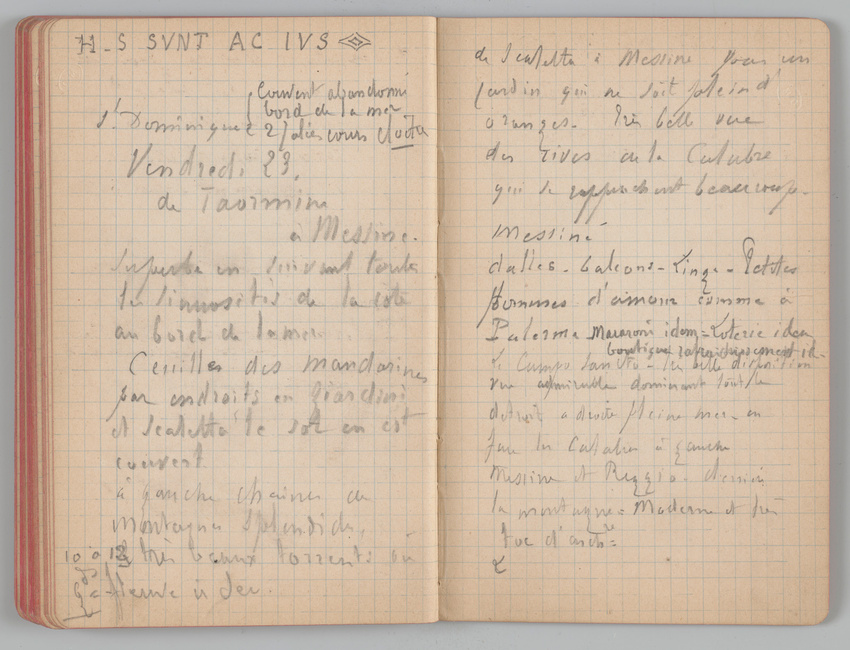 Charles-Justin Le Coeur - Carnet de notes concernant son voyage en Italie