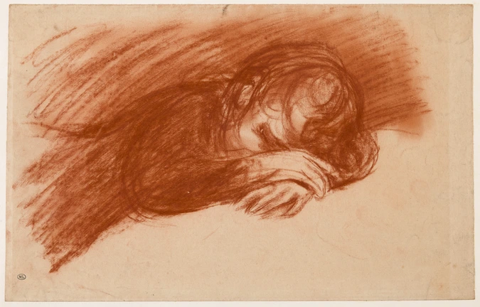 Eugène Carrière - Enfant dormant, la tête sur ses mains