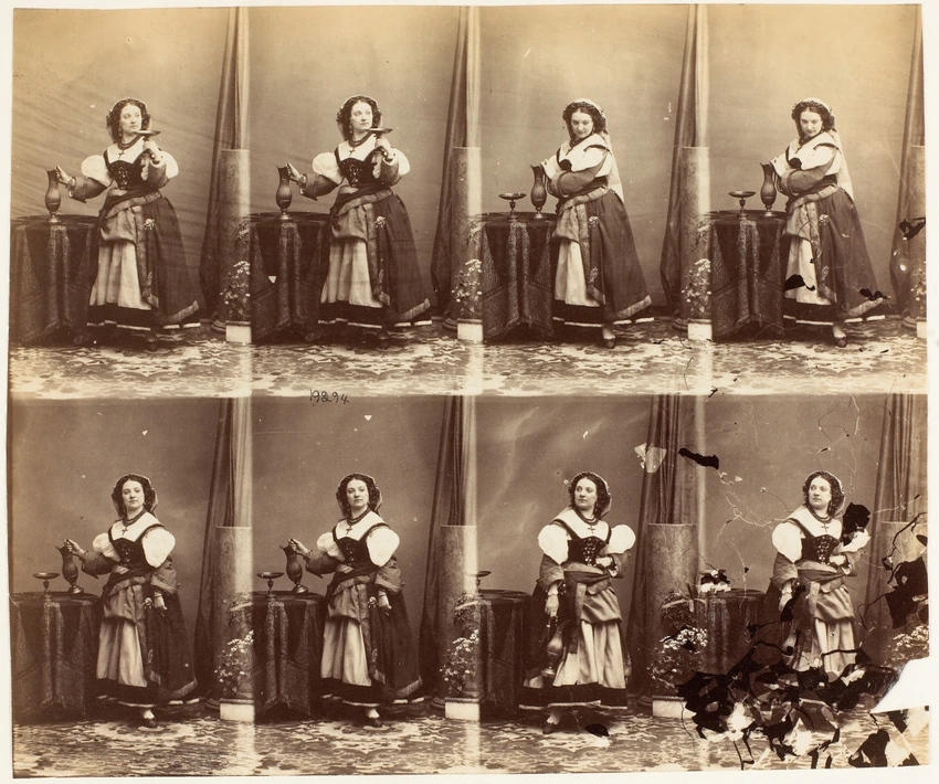 André Adolphe Eugène Disdéri - Mme Aiguillon en pied, en huit poses