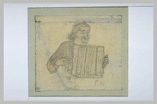 Paul Gauguin en costume breton, jouant de l'accordéon - Paul Sérusier