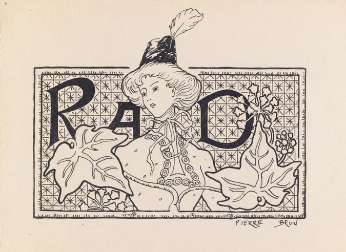 Pierre Brun - Projet de monogramme pour la Revue des Arts Décoratifs (RAD), bust...