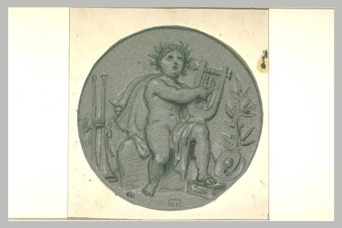 Félix Joseph Barrias - Enfant couronné de laurier jouant d'une lyre