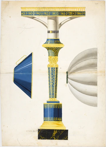 Lampe à décor antique bleu et or - Anonyme
