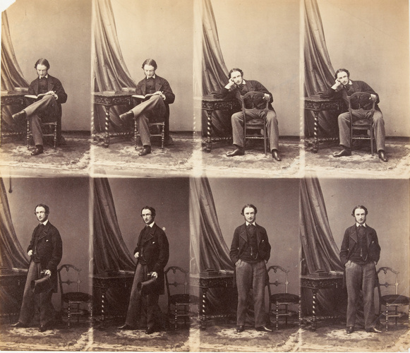 André Adolphe Eugène Disdéri - Lord Mahon en huit poses, quatre assis et quatre ...