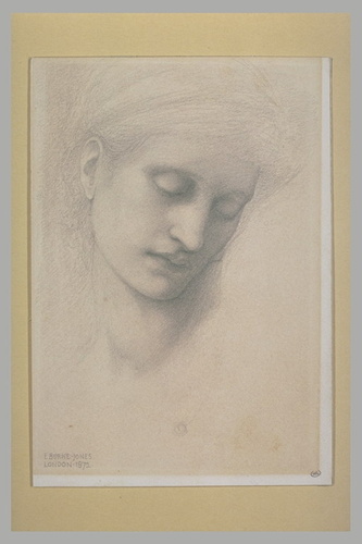 Edward Burne-Jones - Tête de jeune femme les yeux baissés