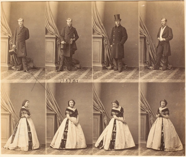 André Adolphe Eugène Disdéri - Mr et Mme Marty en huit poses, quatre de monsieur...