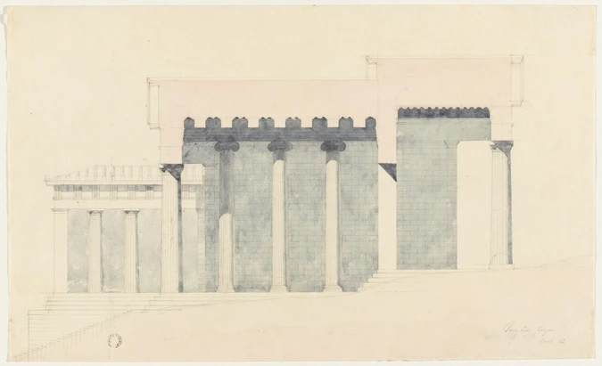 Athènes, Propylées, coupe longitudinale - Alphonse Gosset