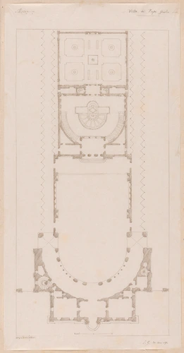 Edouard Villain - Plan de la Villa di Papa Giulio, Rome, d’après Percier et Font...