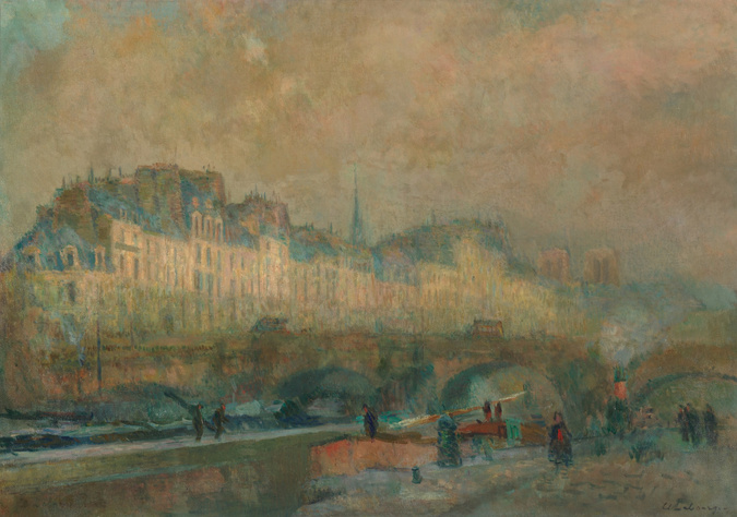 Albert Lebourg - Paris, l'écluse de la Monnaie. Soleil d'hiver