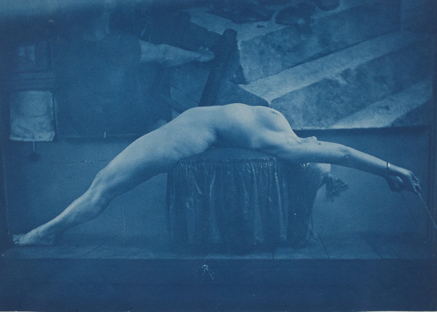 Femme nue de profil droit, allongée sur un tabouret - Charles-François Jeandel