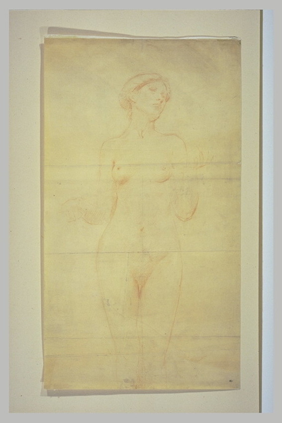 Luc Olivier Merson - Femme nue, de face, vue à mi-jambes