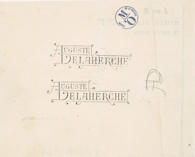 Auguste Delaherche - Deux essais de signatures et un monogramme d'Auguste Delahe...