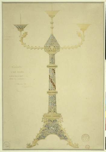Eugène Viollet-le-Duc - Projet de candélabre à sept branches