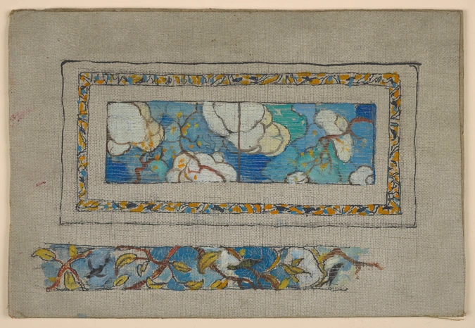 Eugène Grasset - Etude de ciel stylisé dans une bordure ornementale