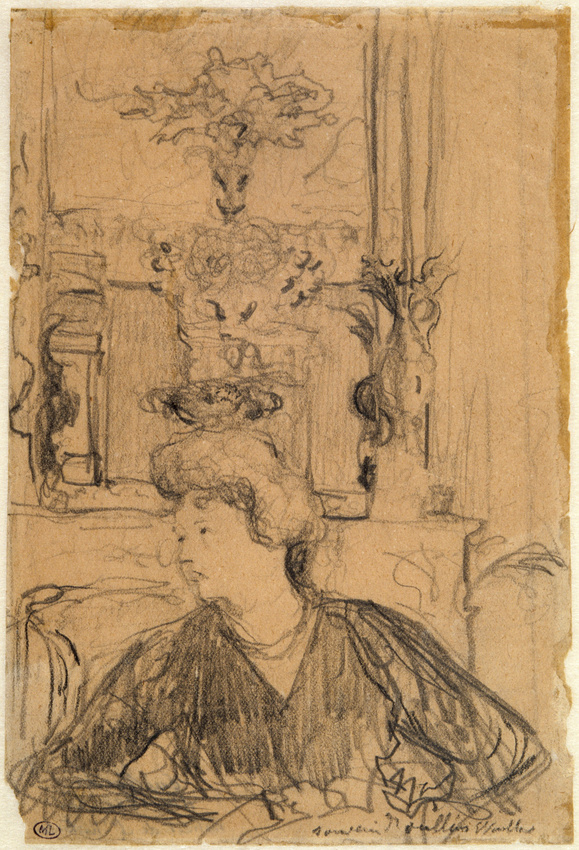 Edouard Vuillard - Jeune femme, assise, dos à une cheminée surmontée d'un miroir