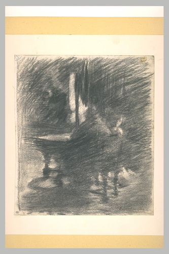 Eugène Carrière - Deux figures assises, de dos