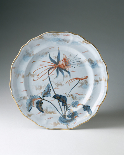 Emile Gallé - Assiette, service "Floral" : ancolie