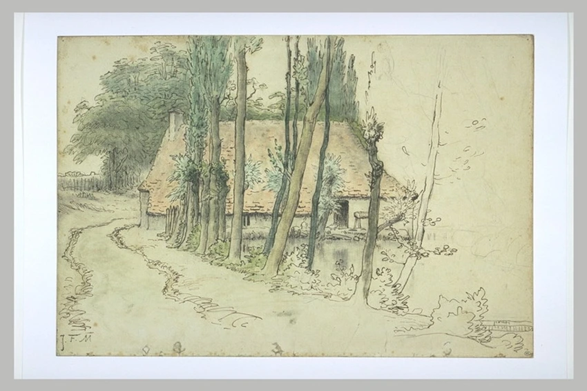 Jean-François Millet - Environs de Vichy, maison au bord de l'eau